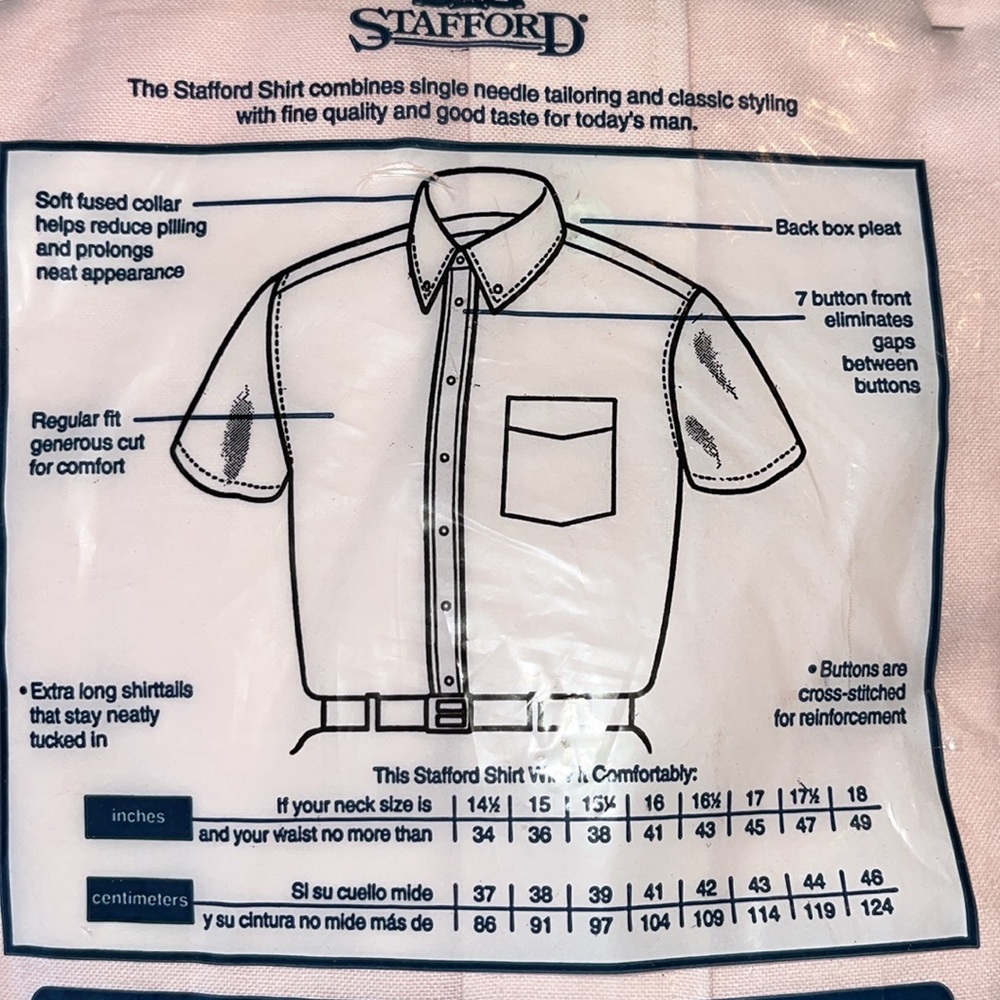 Stafford, wrinkle free size 17 Oxford dress shirt - Picture 4 of 6